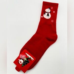 Red Snowman Socks NWT
